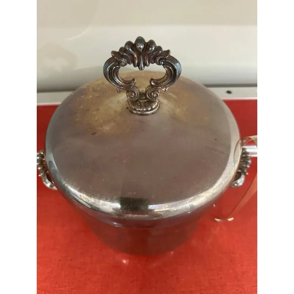 Vintage FB Rogers Silver-Plated Ice bucket Milk Glass Liner Insulated